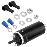 QWORK® 12V Electric Fuel Pump, Black Inline Extern Fuel Pump, High Pressure Injection Fuel Pump, Fits 0580464070