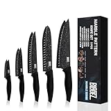 Bladez Professional Kitchen Knife Set, 5 Pcs Stainless Steel Kitchen Knives Set with Ultra Sharp Blade and Soft Handle, Includes Chef, Bread, Carving, Utility and Paring Knife, All in a Gift Box