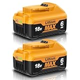2 Pack 6.0Ah/6000mAh Li-Ion Battery Replacement for Dewalt 18V Battery DCB184 DCB200 DCB180 DCB182 DCB181 DCB201 DCB204 DCB183 DCB185 DCB203, Replacement Batteries with LED Indicator