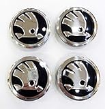 4 x 56 mm Skoda Black Wheel Centre Caps Badges Fits Fabia, Octavia, Superb, Yeti