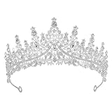 Silver Crystal Wedding Tiaras Women Tiara Bride Crowns Royal Queen Headband Princess Headpieces for Birthday Prom Pageant Graduate Costume Party Wedding Dress Accessories