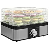 HOMCOM 5 Tier Food Dehydrator, 245W Stainless Steel Food Dryer Machine with Adjustable Temperature for Drying Fruit, Meat, Vegetable, Jerky and Pet Treat, Black