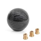 Carbon Fiber Shift Knob Gear Shifter Knobs with 3 Adapter Most Car Decorations Classic (Black, Round)