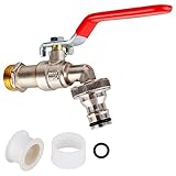 Bibcock Output Garden Tap 1/2 inch Brass Water Faucet Rust and Frost Proof Outdoor Water Faucet for Garden with 2 * Free Hose Connectors, 1x Roll Sealing Tape