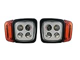 Left + Right Led Headlight Light for Telehandler Loader Loadall Tractor Head Wired Headlamp Plug