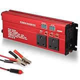 Neulriscn Power Inverter 2000W, DC 12V/24V to AC 230V 240V Car Inverter with 5A 3 USB Ports 3 AC Sockets 1 USB-C Port with Cigarette Lighter, Modified Sine Wave Car Adapter with LED Display for Travel