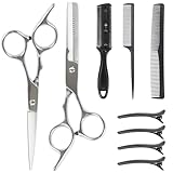 Hengxinc 9PCS Hairdressing Scissors Set, Professional Hair Scissors Set, 2-in-1 Thinning Scissors Hairdressing Kit for Men Women Children Pets Dog Home Salon Barber 6.7 Inch