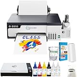Carbcolords DTF Printer A4 High-Speed Transfer Machine with White Ink Mixing System and Roll Feeder for DIY T-Shirts (Oven+6 * 250ml Ink+Roll Films+ DTF Powder)