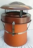 StoveMaestro Anti downdraught chimney pot cowl bird guard Terracotta colour, strap fix