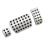 Aramox Car Pedal Cover, Aluminum Alloy Rubber Car Accelerator Brake Foot Rest Pedal Set Replacement for V Class Vito Metris Viano W447 W639 2016‑2019