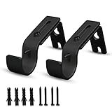 QualityDen Curtain Pole Brackets 2Pcs with Adjustable Length of 9 - 12cm - Metal Curtain Rod Brackets Set with Screws for Poles, Wall Rod-Heavy Duty & Rust Resistant (Black)