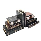 Bookends Vintage Decorative Wooden Book Organiser False Book Shelf Tidy Bookends for Office, Library or Study (311)