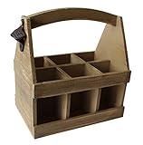 Willow & Avon Wooden Oak Effect 6 Beer Bottle Holder Carrier With Bottle Opener Gift