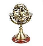 Antique Vintage 9" Armillary Brass Sphere Globe Wooden Base Display | Pirate's Antique Ship Table Decor Gift