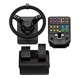 Logitech G Saitek Farm Sim Controller, Heavy Equipment Bundle for Farming Simulator, Gaming Steering Wheel and Pedals with Control Panel, 900° Wheel, 38+ Assignable Buttons, USB, PC/Mac - Black