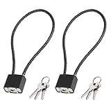 Padlocks with Keys,2 PCS Cable Lock with Key,Robust Long Shackle Padlock,Locker Padlock,Steel Rope Padlocks,Flexible Cable Lock for Outdoor, Indoor,Wheelie Bin,Gym Locker, Wire(Black)