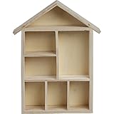 Creativ 575160 1-Piece Wooden House Shaped Shelving System with 7 Small Compartments, Beige
