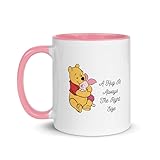 Winnie and Piglet. Mug Tea Coffee Cup - Watercolour Novelty Cute Sweet Fun Quote' A Hug is Always The Right Size' Friend Pig Bear Home Gift Present