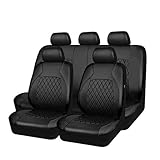 FZTZSQ 1 Set Leather Car Seat Cover Sets for Ford Focus 2011 2012 2013 2014 2015 2016 2017 2018, Breathable Waterproof Comfortable Car Seat Interior Protect Accessories,Black