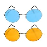 LSYYSL 2 Pieces Of Sunglasses, Retro Fashion Sunglasses, Round Sunglasses, Metal Frame Glasses, Holiday Party Decoration Mirrors