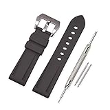 VINBAND Watch Strap Replacement Rubber Watch Band - 20mm, 22mm, 24mm, 26mm Silicon Watch Bracelet with Brushed Stainless Steel Pre-V Buckle for Panerai (26mm, black)