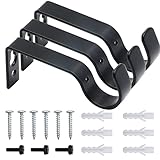 ZOCONE 3 PCS Metal Curtain Brackets for Poles, Heavy Duty Curtain Pole Bracket with 6-Set Wall Plug Screws for Poles Wall Rod Durable Curtain Rail Brackets--Rust Resistant