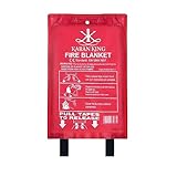KARAN KING® - Fire Blanket - Flame - Retardant Safety Blanket for Home, Kitchen, Caravans, Garages - Heat-Resistant and Versatile Fire Protection Equipment (Large, Quick Unfolding, with Loops)