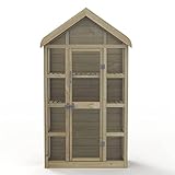 Forest Garden Georgian Wall Greenhouse with Auto Vent, Green/Natural timber