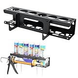 Silicone Tube Storage Holder, Wall Mount Caulking Tube Storage Rack,Caulking Guns Metal Holder Van Tool Storage,Van Racking Accessories Holds 6 Tubes Caulking Nozzle
