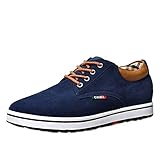 Men's Fashion Oxford Shoes Lace Low-Top Sneakers 2.36 Inches Taller Height Increasing Elevator Shoes Blue 43