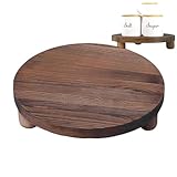 Yabauuop Wood Risers For Decor- Rustic Round Wooden Pedestal Stand Tray For Display Farmhouse Table Decorative Risers , Wooden Round Tray With Feet For Dessert Candle Cake Plant