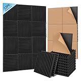 Sound Proofing Panels 12 Pack - 30x30x2.5cm Soundproofing Panels Self Adhesive, High Density and Fire Resistant Acoustic Wall Panels - Acoustic Foam Panels for Studio, Recording, Home, Offices