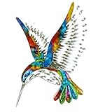 Widdop and Co Colourful Wall Art Metal Hummingbird - 62634, Living Room