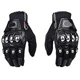 Oubaiya Outdoor Glove Steel Knuckle Motorcycle Motorbike Powersports Safety Gloves (Black, M)