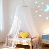 Wnqou Mosquito Net for Bed, Large Dome Canopy Mosquito Net for Single/Double Bed, Girls Room Drcor,Easy Installation for Travel and Home (White)