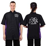 Noverlife Short Sleeves Pet Grooming Workwear with Full Zipper, XL Size, Anti-Static Beautician Smock, Lightweight Groomer Cosmetologist Uniforms Style Dog Cat Jacket for Men Women, Purple