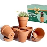 vensovo 10.16cm Terra Cotta Pots with Saucer - 6 Pack Clay Flower Pots with Drainage, Great for Plants, Crafts, Wedding Favor (10.16cm dia)