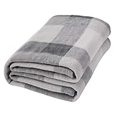 Dreamscene Sofa Throw Blanket, Soft Cosy Warm Check Outdoor Throws for Garden Furniture Single Fleece Blanket for Bedroom Living Room Picnic, 120x150cm - Grey Tartan