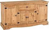 Seconique Corona 4 Door 1 Drawer Sideboard in Distressed Waxed Pine