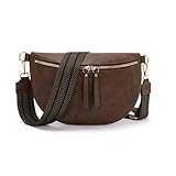 Vezluax 30x20cm Cross Body Bumbags for Ladies Large Bum Bag Stylish Waist Packs Women's Bumbag Fanny Pack for Women Belt Bag with Wide Strap Retro-Brown