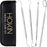 HOKIN Plaque Remover Teeth Cleaning Tool 4 Pcs Dental Care Kit Tooth Filling Repair Set Stainless Steel Dental Tools for Men Women Kids and Pet Care