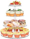 LATERN 4 Tier Cupcake Stand, Round Acrylic Cupcake Tower Clear Tiered Display Stand Reusable Cake Dessert Holder for Wedding Birthday Baby Shower Halloween Party