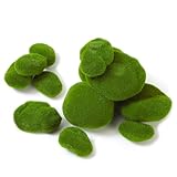 LJY 12 Pcs Artificial Moss Rocks (6 Sizes) Fake Rocks, Moss Balls, Artificial Moss, Faux Moss- Perfect For Flower Arrangements, Gardens, And Diy Crafts，Aquarium Plants Decorate