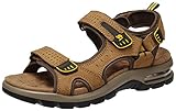 CAMEL CROWN Men's Leather Sandals for Hiking Walking Beach Treads Water Athletic Outdoor with Premium Air Cushion | Waterproof, Camel-0157, 8 UK