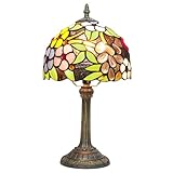 wecrejoni Tiffany Lamp Stained Glass lamp Small Bedside Table Lamps for Living Room Bedroom Dorm Kitchen Home Decor Festival Birthday Gift,Grape Flower