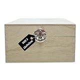 Filoro Plain Wooden Box Hinged Lid for Memory Keepsake Storage - Paint Decorate Customise for Creative DIY Craft - Trinket Jewellery Treasure Chest - Silver Clasp Lock – Medium Size 3 (16 x 12 x 9cm)