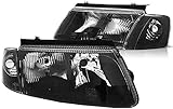 Headlights compatible with Volkswagen Passat B5 3B 1996 1997 1998 1999 2000 GV-1621 Front Lights Car Lamps Car Lights Headlamp Headlamps Driver And Passenger Side Complete Set Headlight Assembly Black