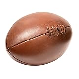 Vintage Full Cowhide Leather Rugby Ball, Handcrafted Classic Design, Brown