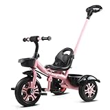 Lyefancy Kids Tricycle for 2-5 Years Old, Kids Trike with Basket and Removable Pedal, Toddler Tricycle 3 Wheel Bike Children Riding on Toys, for Boys Girls (Pink with Push Handle)