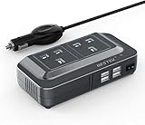 BESTEK Power Inverter 12V to 240V, 200W Car Voltage Converter Transformer with 3-Pin Sockets & 4-USB Ports for Charging Phones, Laptop, Tablets, GPS Units, TV, Camping Equipment